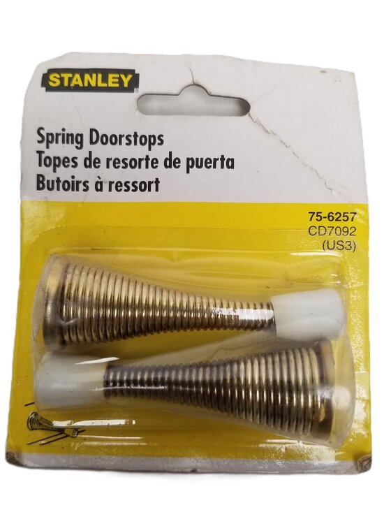 Stanley Spring Doorstops 75-6257 Bright Brass 2 Pack Hardware New - Picture 1 of 2